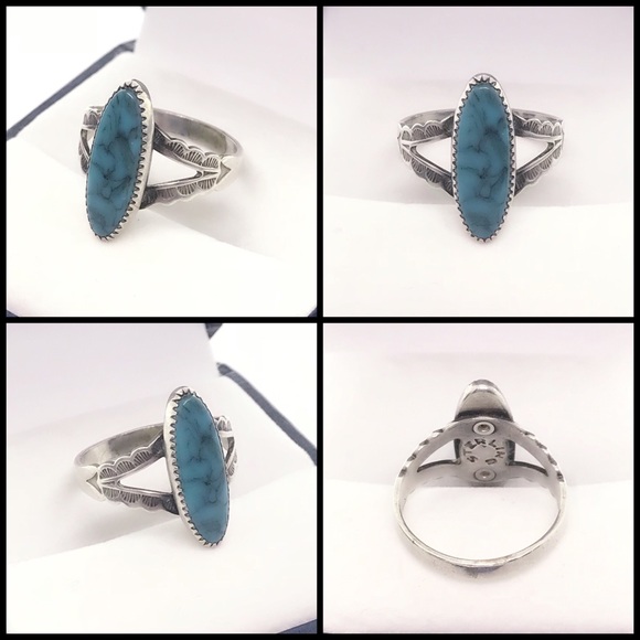 🔥SOLD 925 Vintage Turquoise Southwestern Ring - Picture 5 of 8